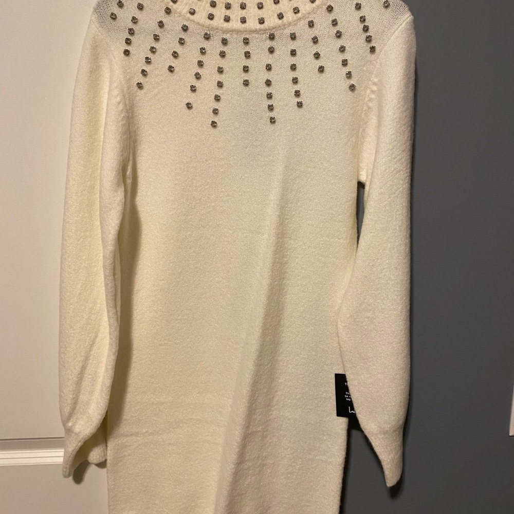 Lulu's White Sweater with Silver Embellishments